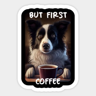 Border Collie - But First Coffee (en) 2 Sticker